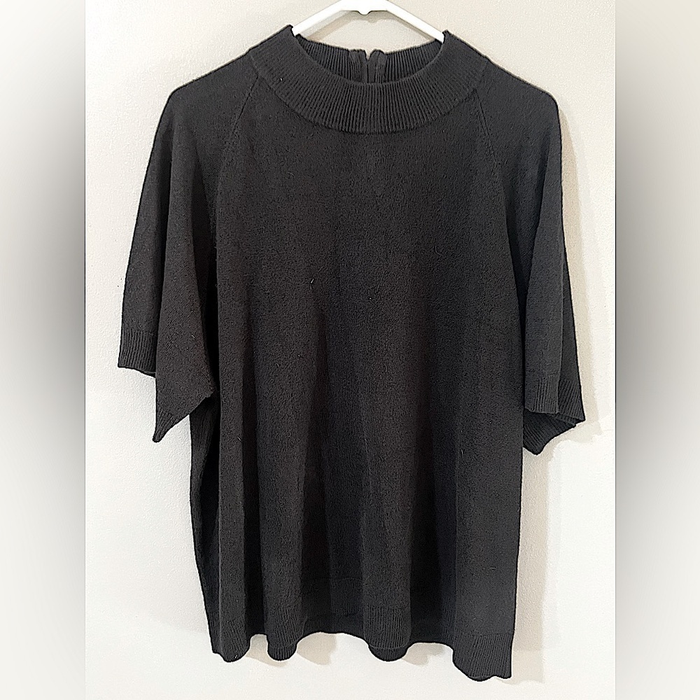 Draper And Damon's Black Short Sleeve Mock Neck Sweater Size 3X Back Zip Soft